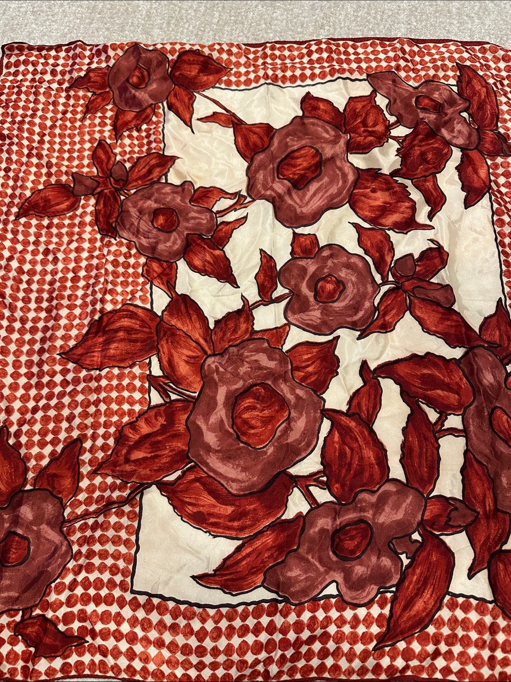 Floral Red and Cream Decorative Bedding Throw